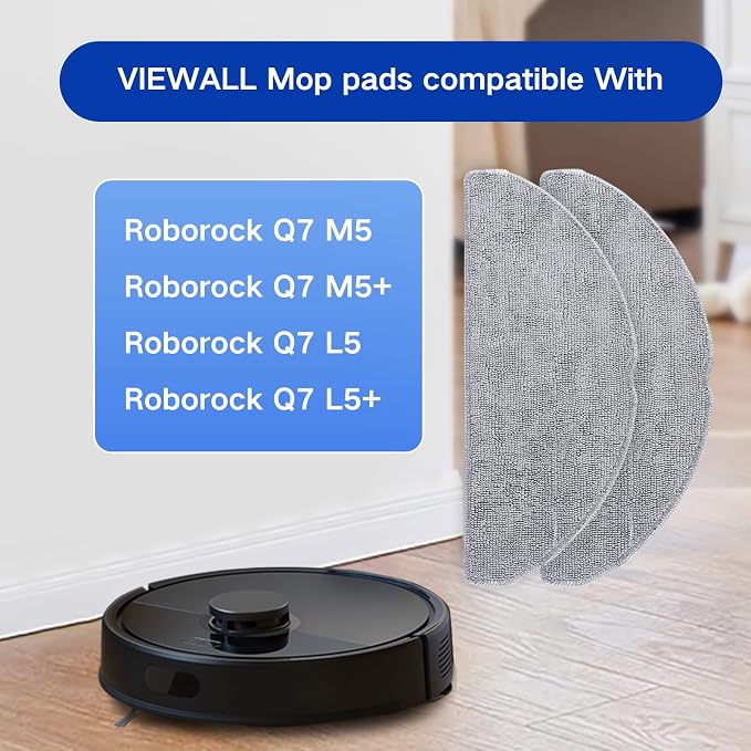 6 Pack Mop Pads for roborock Q7 M5/M5+, Q7 L5/L5+ Robot Vacuum Cleaner | Not for Q7, Q7 MAX, Reusable Mop Cloths & Ultra Absorbent Microfiber Pads Replacement Parts - Accessories Kit