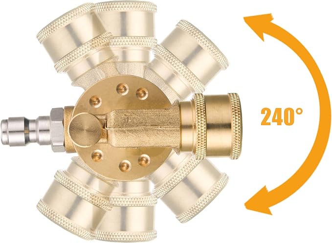 FIXFANS Pressure Washer Pivoting Coupler, Gutter Cleaner Attachment | 1/4” Quick Connect, 240 Degree with 7 Angles for Power Washer Spray Nozzle, 4500PSI