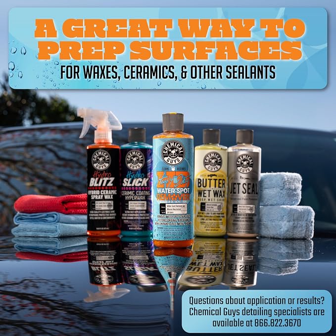 Chemical Guys, Heavy Duty Water Spot Remover Gel for Glass & Paint, 16 oz | Thick gel clings to glass and panels to tackle hard water stains and mineral marks, prepping for wax or ceramic