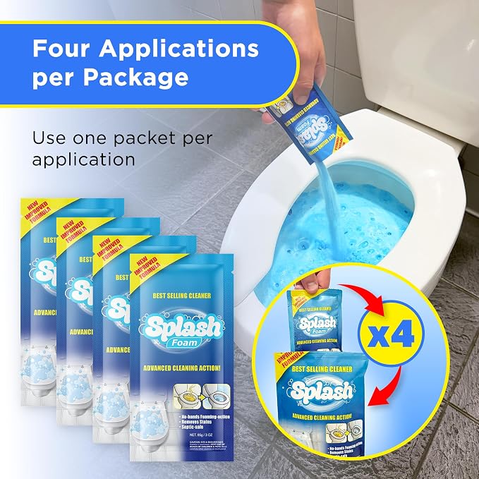 Splash Foam Toilet Cleaner - Self Activating Cleaning Powder for Toilet Bowl Cleaning