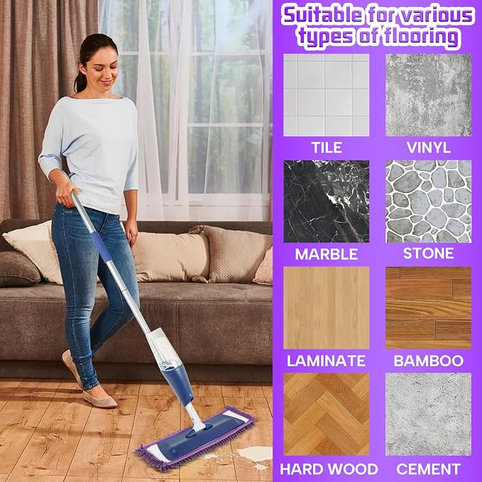 AmaVins 2 Pack Pet System Microfiber Sweeping Pad | Reusable Pet Replacement Mop Pad for Bona Mop, Multi-Surface Floors, 18 Inch Washable Cleaning & Dusting Pads