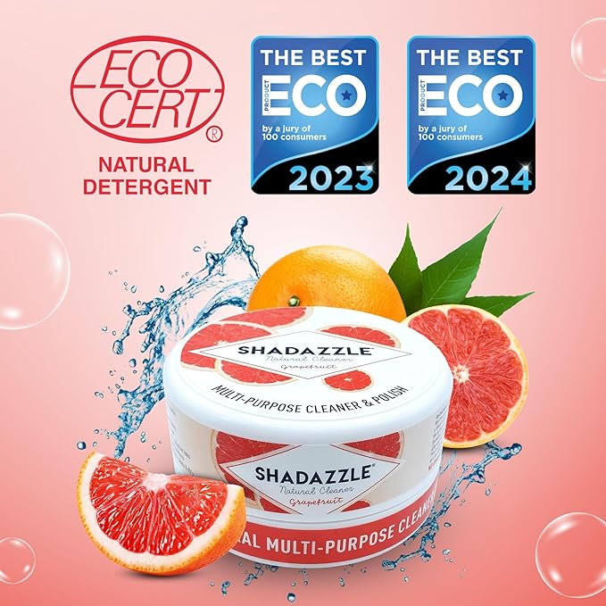 Shadazzle Natural All Purpose Cleaner and Polish, 1 Pack Grapefruit Scent | Clean & Polish Surfaces, All Natural Ingredients, Easy to Rinse, For Kitchen, Bathroom, Tiles, Glass, Sink, Stainless Steel