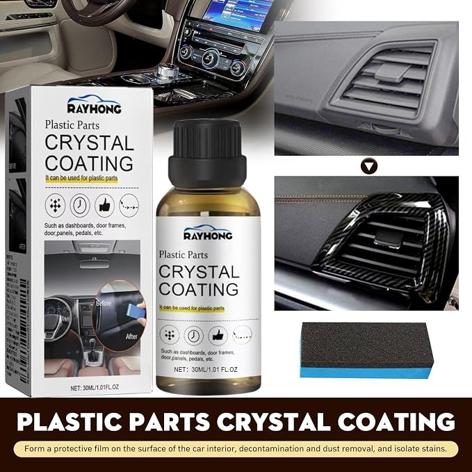 2PCS Plastic Parts Crystal Coating, Plastic Parts Crystal Coating for Car,Plastics Refurbishment Coating Car Interior Refurbishment Agent, Long Duration Plastic Parts Refresher Agent
