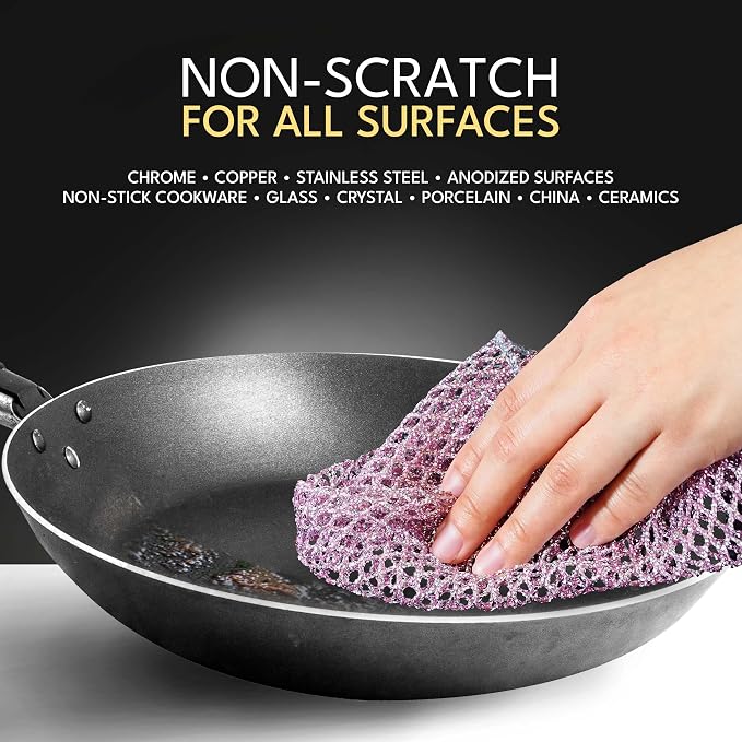 Non-Scratch Dish Scrubbers (24 Pcs) — Outlasts 7+ Sponges, Stays Odor-Free | Replace Smelly Kitchen Sponges | Non-Absorbent Mesh | Safe on Non-Stick, Cast Iron, Glass | Made in Korea Since 2012
