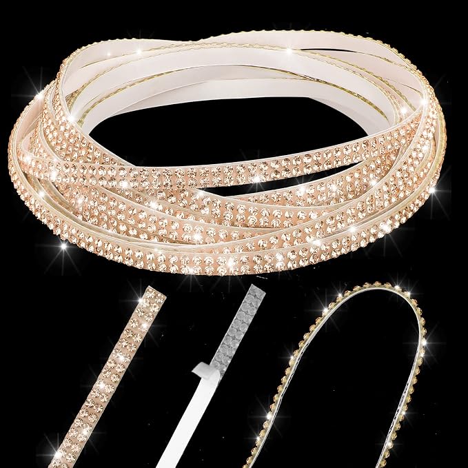 Kingdder 16.4 ft Bling Car Trim Self Adhesive Bling Car Accessories for Women Rhinestone Strip Glitter Diamond Sticker DIY Line Molding Dashboard Decal Shiny Auto Stuff for Interior Exterior Decor