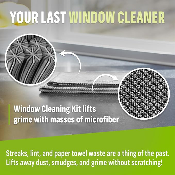 E-Cloth Window and Glass Cleaner Kit, Just Add Water - 2 Kits | Chemical-Free Cleaning - Reusable & Machine Washable Towel, Versatile Use for Mirrors, Cars, & Lenses, Alaskan Blue