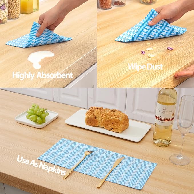 Disposable Dish Cloths,Multi use Reusable Cleaning Cloth,Machine Washable J Cloth,Heavy Duty Handy Cleaning Wipes 11.8" X 19.6" (Green 150 Count)