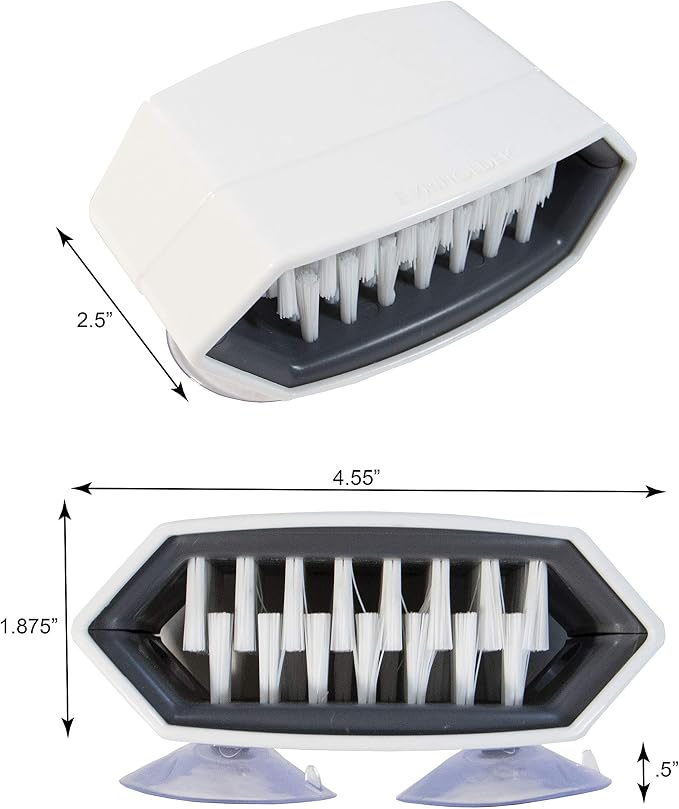 Cutlery Cleaner Brush, Suctioned in-Sink Silverware Scrubber, Non-Scratch Bristles, Easily Clean Utensils and Sharp Knives, Convenient Kitchen Gadget, White