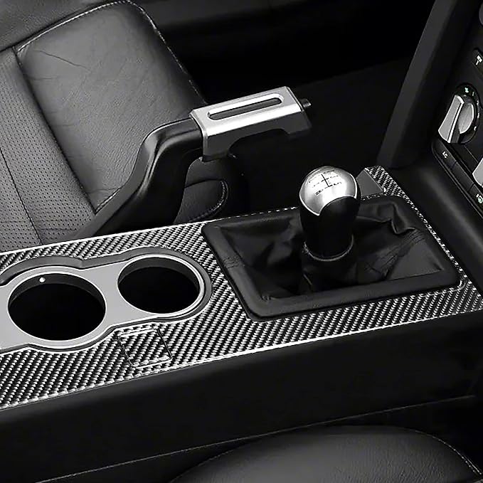 Real Carbon Fiber Trim for Ford Mustang GT Shelby Accessories | for 2005 2006 2007 2008 2009，Gear Shift Box Panel Cover，Thick Overlay Sticker Decal，5PCs