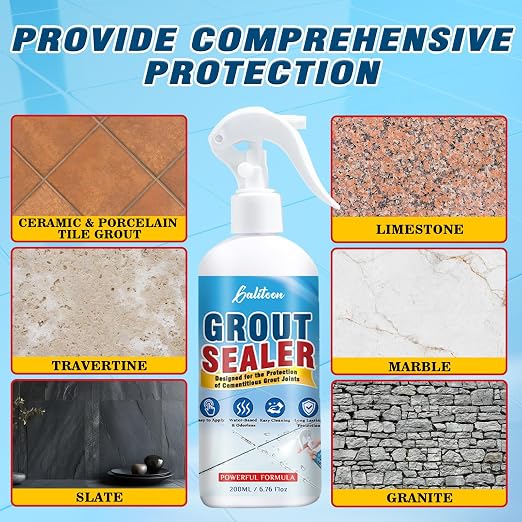 Grout Sealer, Waterproof Grout Sealant Spray, Tile Grout Sealer, Long Lasting Clear Grout Sealer for Shower Tile, Floors, Protect Marble, Ceramic and Granite Surface Grout Cleaner