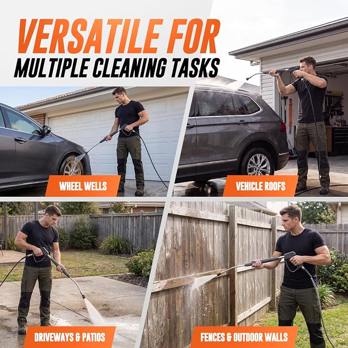 Pressure Washer Extension Wand, Pressure Washer Wand 1/4 Quick Connect | 304 stainless steel, 21 in, 20 degree angled end, anti-slip ribbed grip, 1/4 quick connect, 5000 PSI, 12 GPM