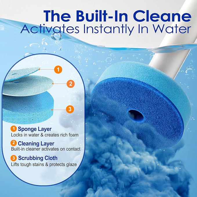30pcs Disposable Toilet Bowl Brush and Holder, 30 Refills Toilet Bowl Cleaner, Toilet Cleaning Supplies,Toilet Wand Kit, Wall Mounted Toilet Brush for Deep Cleaning, Hygienic Bathroom Maintenance