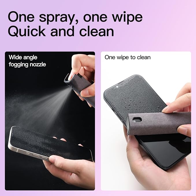 CUIUD Screen Cleaner Kit 3 Pcs, Two in One Screen Cleaner Spray and Wipe, Touchscreen Mist Cleaner Spray Bottle for Phone/Laptop/Tablet/TV/Monitor/Car Screens
