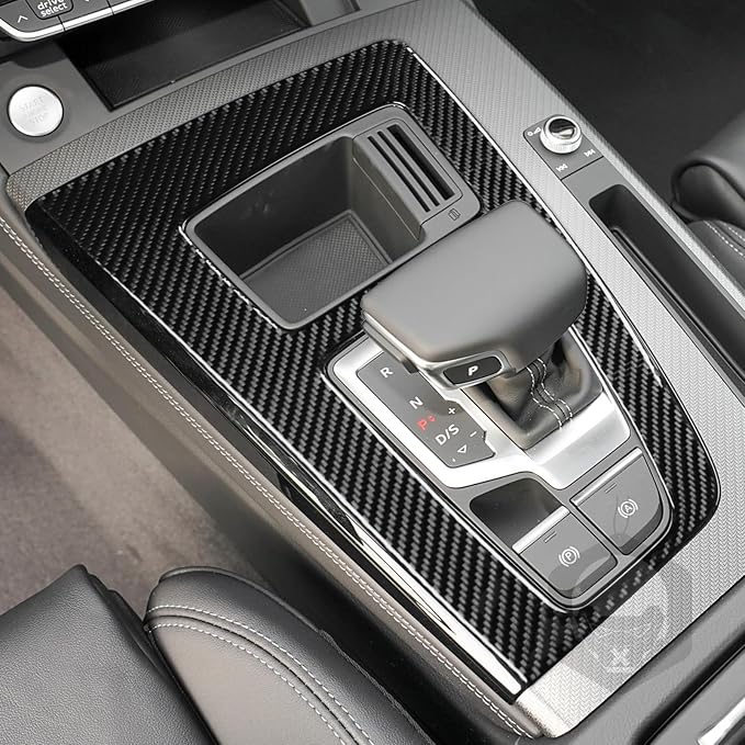 Real Carbon Fiber Trim for Audi 80A Q5 Accessories | for SQ5 2018-2025 Console Gear Shift Panel Frame Cover Sticker Interior Thick Overlay Decal - B