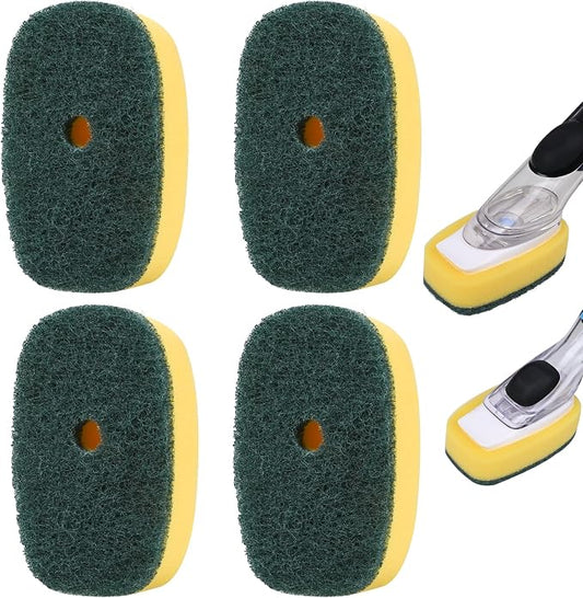 Sponge Brush Refills for OXO Soap Dispensing Dish Brush - 4 Pack Dish Cleaning Soap Dispensing Head Replacement for Scrubber（Green）