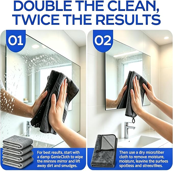 5PC Magic Cleaning Cloths, Reusable Microfiber Cleaning Cloth for Home, Kitchen, Car, Glass & Stainless Steel, Lint-Free & Streak-Free All-Purpose Washable Cleaning Towels