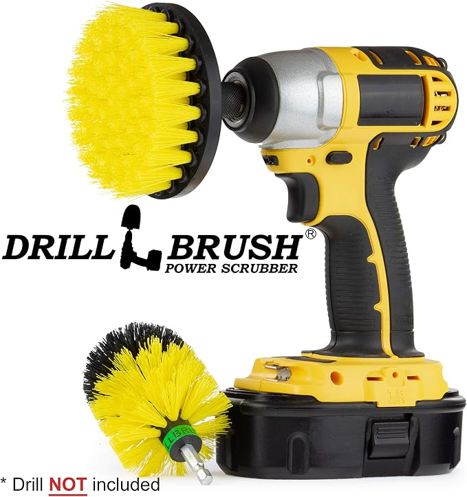 Carpet Cleaner - Bathroom Accessories - Mini Corner Drill Brush and 4-inch Flat Scrub Brush Kit - Clean Bath Mat, Sink, Tile and Grout - Scrub Shower Mat, Tub, Floors - Bidet and Toilet Brush