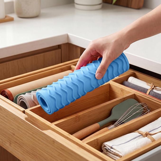 MicoYang Silicone Dish Drying Mat for Multiple Usage,Easy clean,Eco-friendly,Heat-resistant Silicone Mat for Kitchen Counter or Sink,Refrigerator or Drawer Liner Light Blue S 12 inches x 6 inches