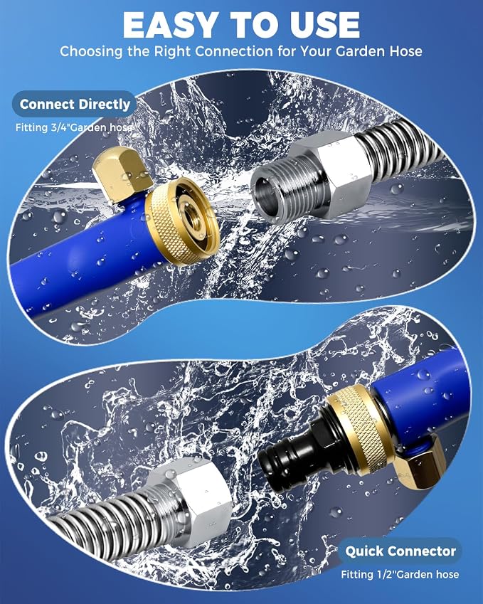 Jet Nozzle Power Washer for Garden Hose With Quick Connect Flexible Wand | 2-In-1 high pressure wand, hydro jet water hose nozzle with 2 different nozzles for gutter, garden, car, pet, window (Blue)