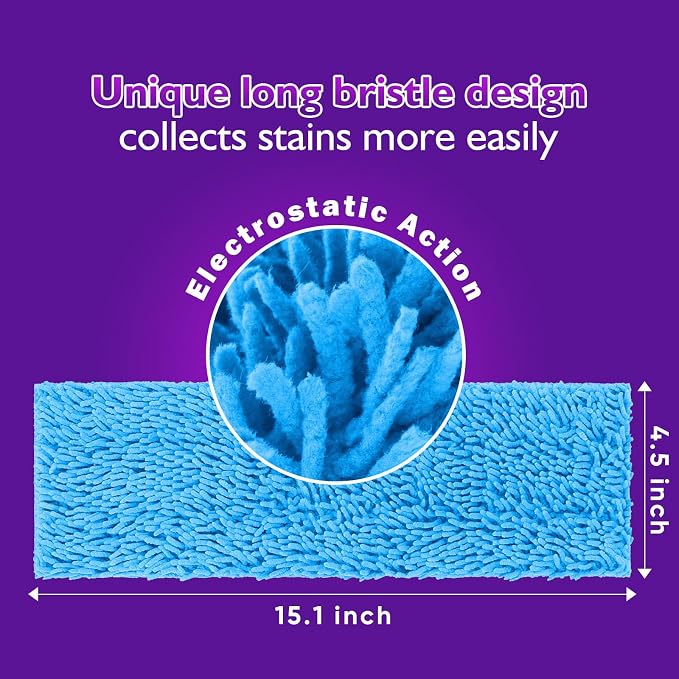 UNIMADE Reusable Mop Pads for Swiffer PowerMop, 8 Pack Microfiber Pad | Refill with Scrubber Strips for 13''-15'' SprayMop, Washable Mop Pads for Most Floor Types, Designed for Pets - Multicolor