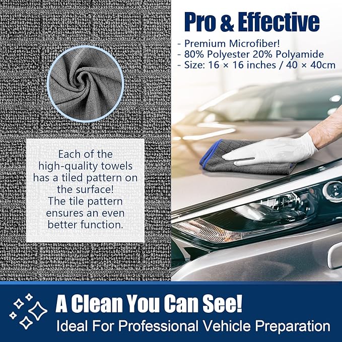 Airlab Glass Polishing Streak Free Miracle Cleaning Cloth, Grey-Navy Blue | Lint Free Microfiber Cleaning Rags for Glasses Kitchen Dish Mirrors Easy Clean, 16 x 16 Inches, Pack of 8