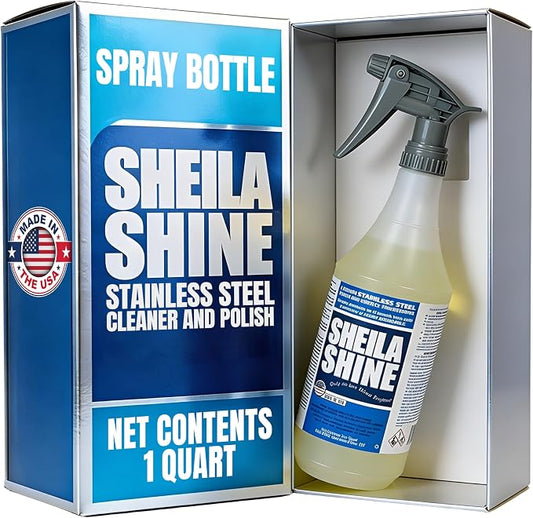 Sheila Shine 32oz Stainless Steel Cleaner and Polish - Cleans, Polishes & Protects Kitchen Appliances, Refrigerators, Sinks, Ovens & Grills - Leaves Streak Free Shine - Stainless Steel Spray Cleaner