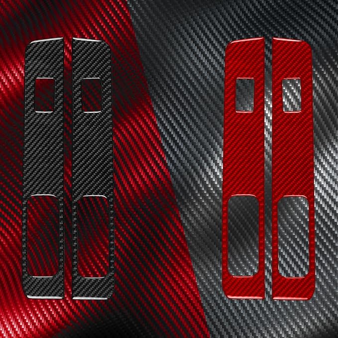 Rear Door Window Lift Panel Trim Fit for Ford Expedition 2007-2014 | Real Premium Carbon Fiber | Rear Door Window Switch Control Panel Decorations | Accessories | Anti-scratch | Self-adhesive