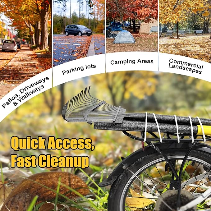 Garden Rake for Leaves: 18” Wide Metal Leaf Rake, 65” Long Adjustable Handle, Heavy Duty 25 Teeth, Fast Kids Women Large Lawn Yard Garden Leaf Cleanup Gardening Rakes: Grass,Debris,Pine Needles Pick