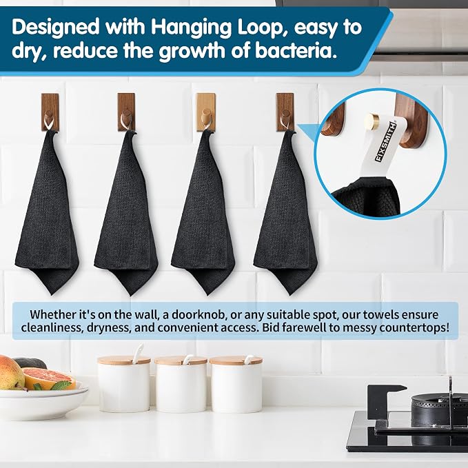 FIXSMITH Black Microfiber Cleaning Cloth -Pack of 8, Highly Absorbent Cleaning Rags, 16"X12" All Purpose Cleaning Towels for Housekeeping, Kitchen, Car, Lint Free and Reusable Microfiber Towels