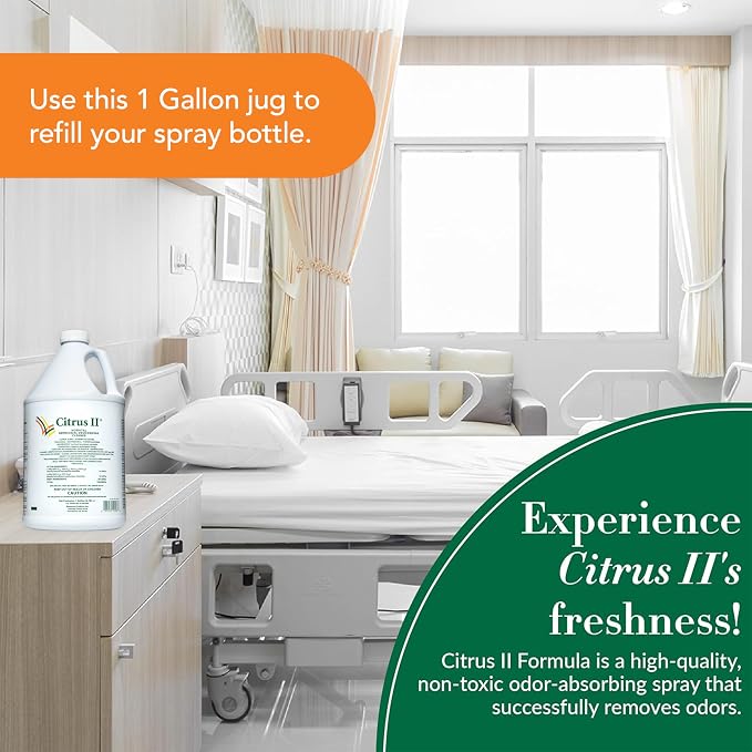 Citrus II Hospital Germicidal Deodorizing Cleaner - Fresh Citrus Scent - 1 Gallon - Refill - Disinfecting Cleaner for Home, Hospital and Office Areas