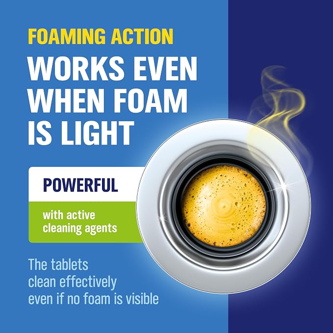 WoldoClean Garbage Disposal Cleaner Tablets 24 Pack - Citrus Deodorizer | Foaming sink drain freshener tabs, kitchen smell eliminator, odor remover