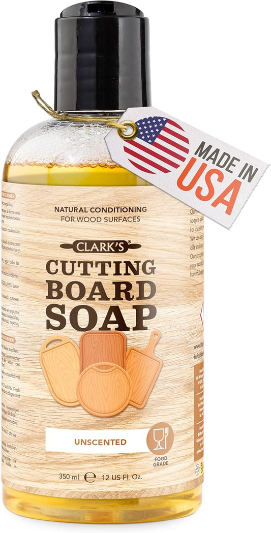 CLARK'S Cutting Board Cleaner Unscented - Soap for Butcher Block, Countertop and Utensils - Cleans and Restores Wood - Use Before Food Grade Mineral Oil