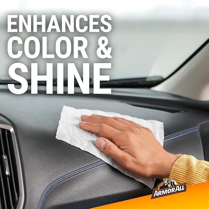 Armor All Car Protectant Wipes, Interior Car Wipes with UV Protection Against Cracking and Fading, 60 Wipes
