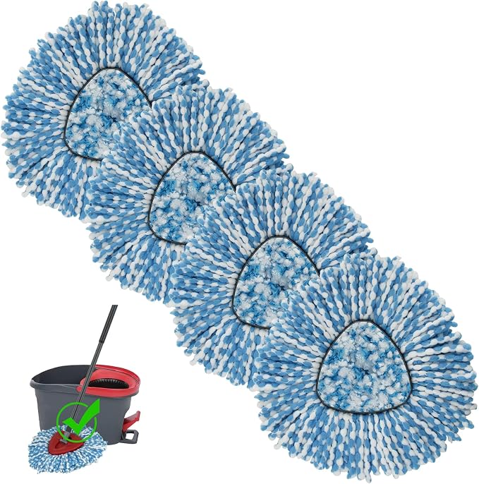 4 Pack Mop Head Replacement Compatiable with Oceda EasyWring,Mopping Refill Replace Head for EasyWring Spin Mop 1 Tank systerm - Microfiber, Easy to Replace,Deep Floor Cleaning and Machine Washable