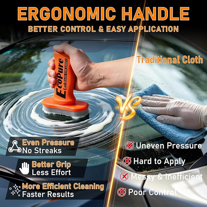 Glass Emulsion Cleaner, Car Oil Film Remover, Windshield Oil Film Remover for Car Windows, Auto Glass Cleaner, Improves Windshield Clarity for Safe Driving, Crystal Clear View(1PCS)