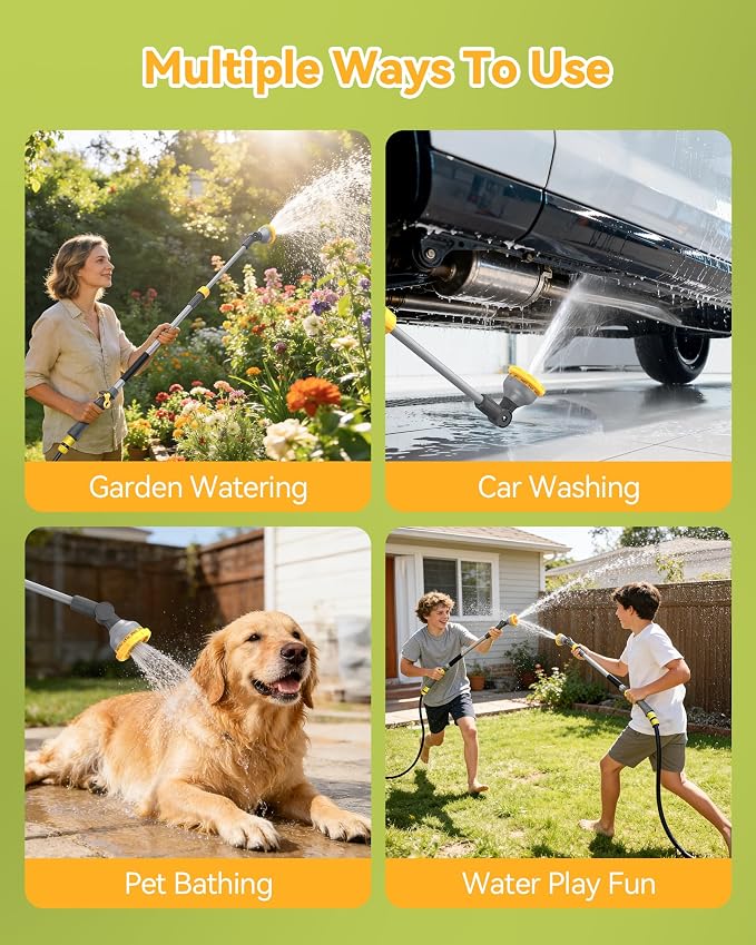 VOXON Garden Hose Watering Wand 29-43 Inch Adjustable Spray Wand | 10 Spray Patterns, 180° Swivel Head, Thumb Flow Control for Hanging Baskets, High Shrubs, Patio and Garden Plants
