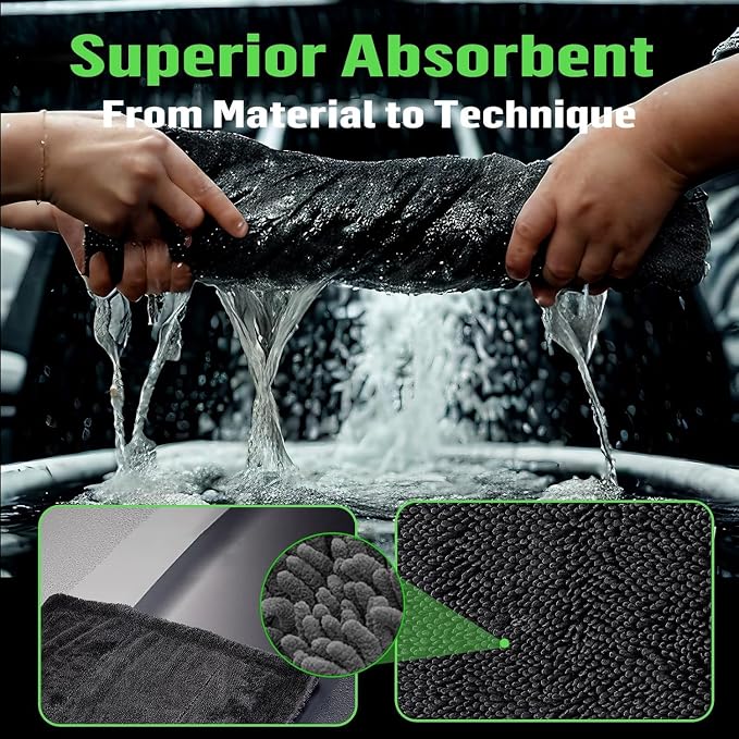 Deedlite Bath Wipes Shower Cleaning Cloths, Premium Car Drying Towel | Ultra Absorbent Twisted-Loop Design| Microfiber Towel for Car, Shower Cabin, Household