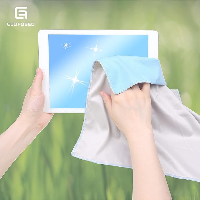 Eco-Fused Oversized Microfiber Cleaning Cloths XL - 5 Pack - 12 x 12 - Double-Sided - Microfiber & Suede for Smartphones, LCD TV, Tablets, Laptop, Camera Lenses & Other Surfaces
