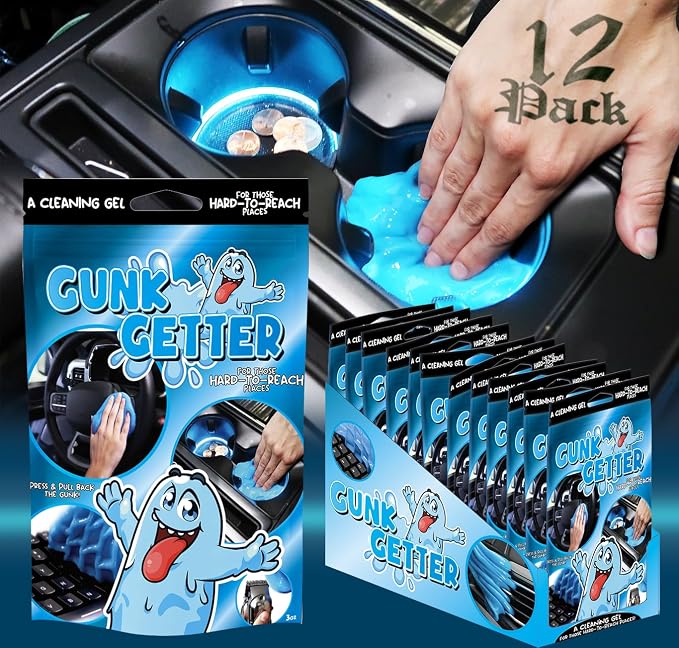 Car Cleaning Gel 12 Pack for Those Hard to Reach Places, Automotive Cup Holder Electronic Keyboard Office, Slime Gel Cleaner Dust Crumb Removal (Resealable Pouch, Blue, 3oz) 12 Pack
