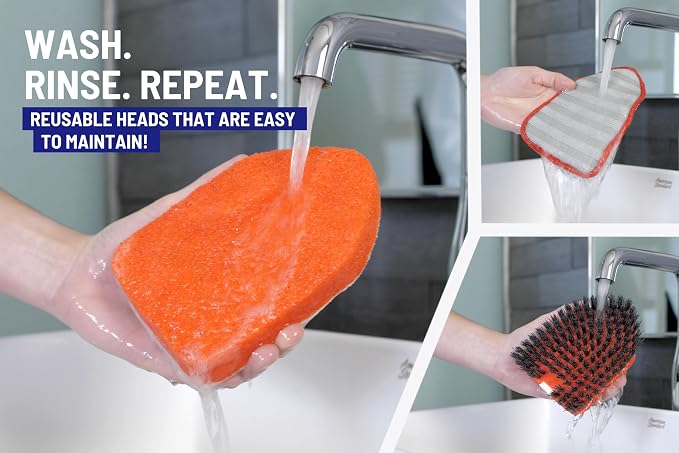 Moku Home Shower Scrubber 3 in 1 Extendable Long Handle 58" Cleaning Brush | Non-Scratch Bathroom Scrubber for Tub, Tile, Shower, Kitchen, Toilet, Sink, Wall & Floor; Telescopic Shower Cleaning Brush
