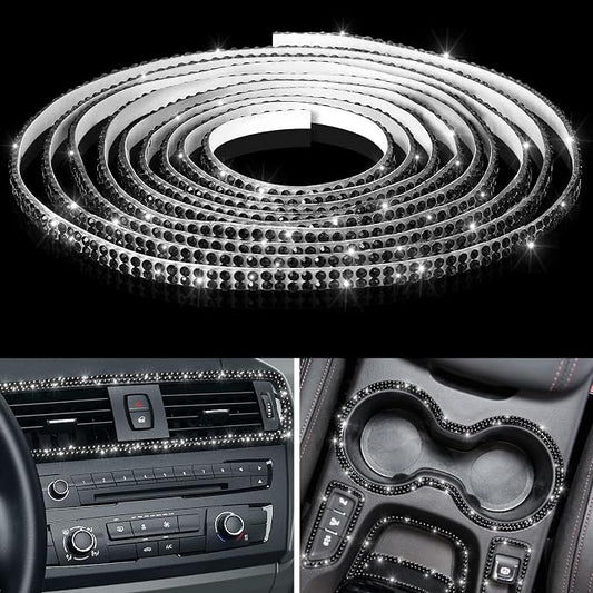Kingdder 16.4 ft Bling Car Trim Self Adhesive Bling Car Accessories for Women Rhinestone Strip Glitter Diamond Sticker DIY Line Molding Dashboard Decal Shiny Auto Stuff for Interior Exterior Decor