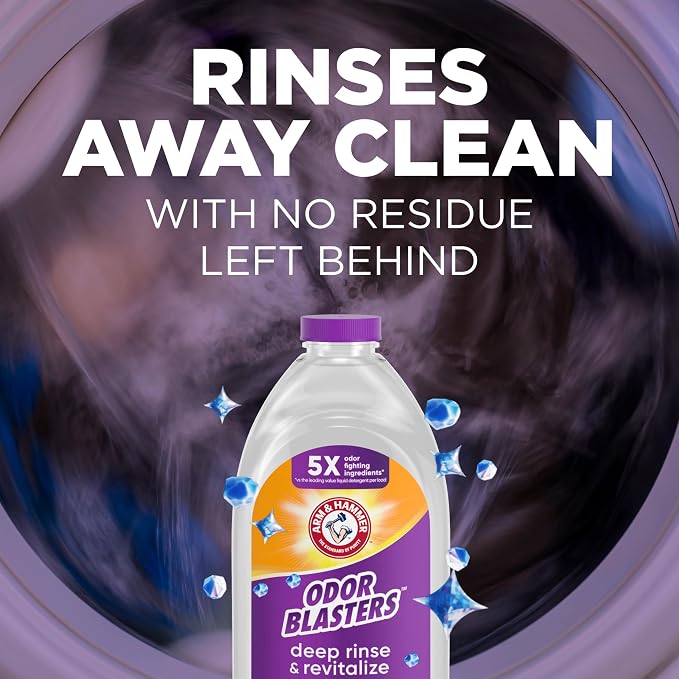 ARM & HAMMER Odor Blasters Fabric Rinse, Fresh Burst Scent, 50 Fl Oz | Deep Rinse and Revitalize, Removes Sweat and Musty Odors, Laundry Additive