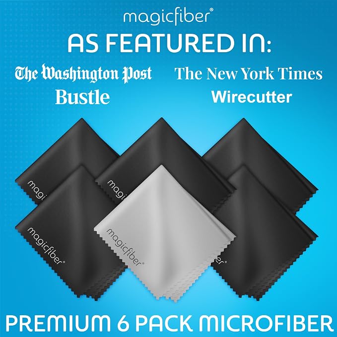 MagicFiber Microfiber Cleaning Cloth, Glasses Cleaner, Eyeglass Wipes, 6pk | Clean Eye Glasses, Lenses, Screens, Cameras, Sunglasses, Watches, Electronics, & More