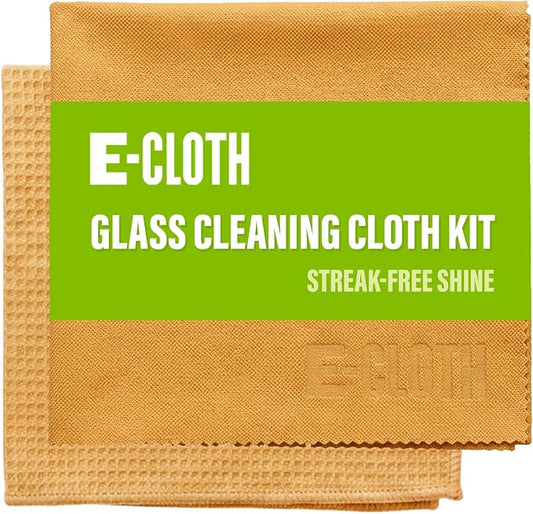 E-Cloth Microfiber Window Cleaning Cloth Kit - Glass Cleaning Cloth for Windows, Mirrors, Cars, Lenses, Eyeglasses, & More, Streak Free Clean, Machine Washable Reusable Towel - Tangerine Orange