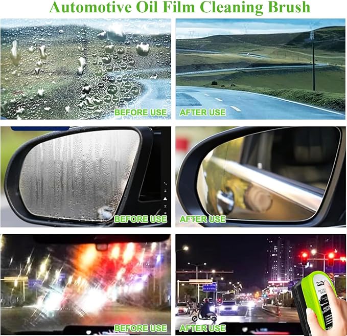 3PCS Clear Vision Windshield Cleaner, Automotive Oil Film Cleaning Brush for Car Windows, Windshield Oil Film Remover for Car,Truck,RV Windows and All Glass Surfaces