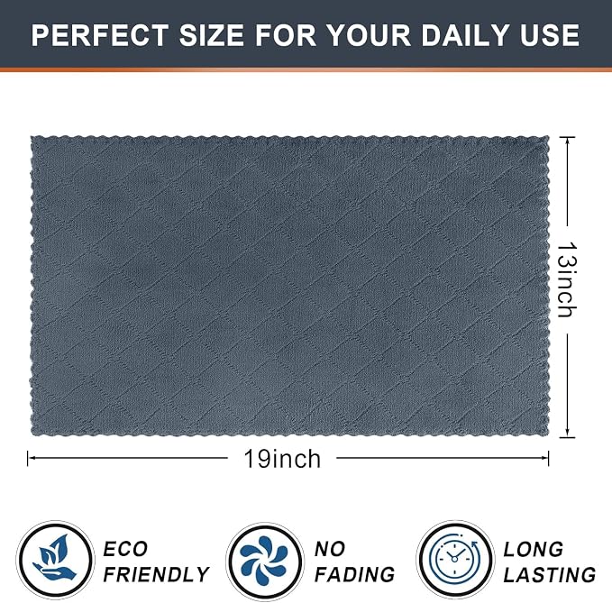Homaxy 12 Pack Dish Towels for Kitchen (13 x 19 Inches, Dark Grey), Super Soft and Absorbent Coral Velvet Dish Cloths for Washing Dishes, Nonstick Oil Fast Drying Microfiber Cleaning Cloth