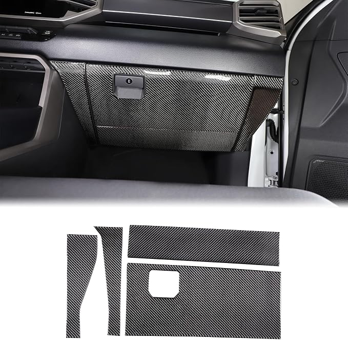 Aunginsy Car Passenger Glove Box Panel Trim Sticker Compatible with Toyota Tundra/Sequoia 2022 2023 2024 Pickup Truck Real Carbon Fiber Decorative Sticker Protection Cover Interior Accessories