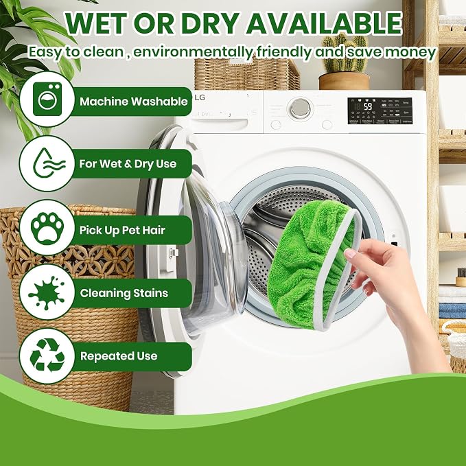 6 Pack Reusable Microfiber Mop Pads - Compatible with Sweeper, Reusable Mop Pads, Washable Dry Cloths & Wet Pads Refill for Hardwood Laminate Tile Floor Cleaning (6, Green, M)