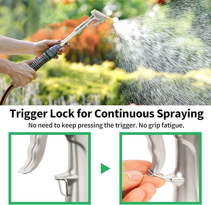 AUTOMAN Garden Hose Nozzle Sprayer, 2 Pack High Pressure Spray Nozzle, 100% Metal Water Hose Nozzle, 4 Patterns Watering Nozzle, Heavy Duty Garden Nozzle for Watering Plants & Lawns, Washing Cars