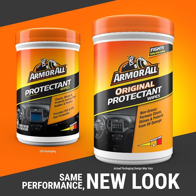 Armor All Car Interior Original Protectant Wipes, 90 Count, UV Protectant | Car cleaner wipes for vinyl, rubber, plastic, trim, and dashboards with a non-greasy, streak-free medium shine
